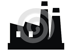 Factory, black silhouette of industrial object, web symbol, eps.