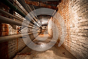 A factory building basement corridor