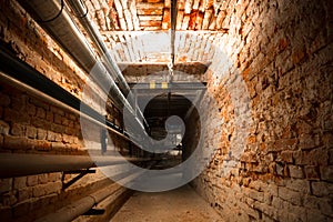 A factory building basement corridor