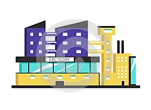 Factory building. Flat vector illustration. Constructivism style