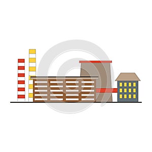 Factory building game app icon in flat style. Manufacturing industrial factory concept isolated on white backgroun photo