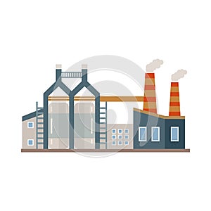 Factory building, power electricity, industry manufactory buildings flat icon isolated vector illustration