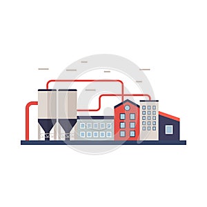 Factory building, power electricity, industry manufactory buildings flat icon isolated vector illustration