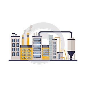 Factory building, power electricity, industry manufactory buildings flat icon isolated vector illustration