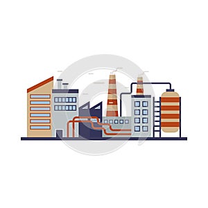 Factory building, power electricity, industry manufactory buildings flat icon isolated vector illustration