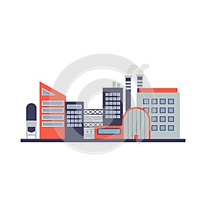 Factory building, power electricity, industry manufactory buildings flat icon isolated vector illustration