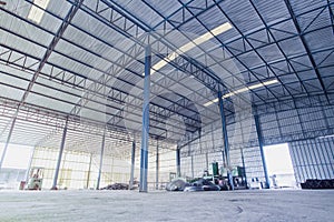 Factory building or warehouse building with concrete floor for background