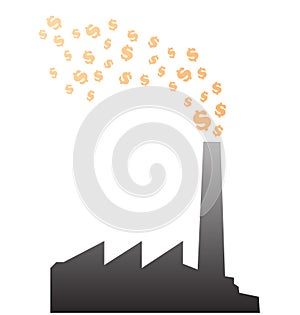 Factory burning money vector