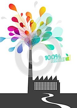 Factory chimney with ecology pollution.