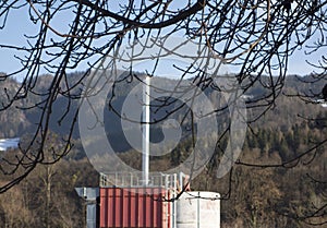 a factory chimney or flue