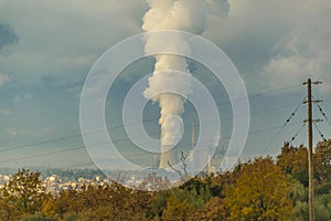 Factory Chimney Smoke, Peloponnese, Greece