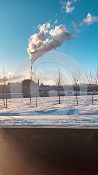 Factory at china north region Inner Mongolia, the smog