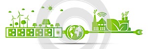 Factory ecology,Energy ideas save the world concept Power plug green