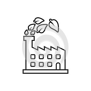 Factory ecology icon in flat style. Eco plant vector illustration on white isolated background. Nature industry business concept