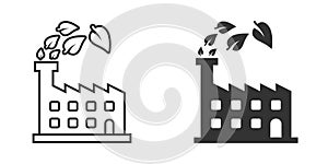 Factory ecology icon in flat style. Eco plant vector illustration on white isolated background. Nature industry business concept