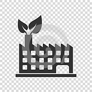 Factory ecology icon in flat style. Eco plant vector illustration on white isolated background. Nature industry business concept