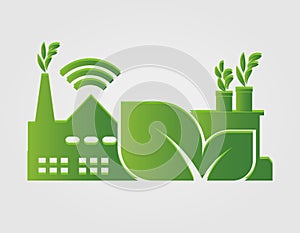 Factory ecology,Industry icon,Clean energy with eco-friendly concept ideas.vector illustration