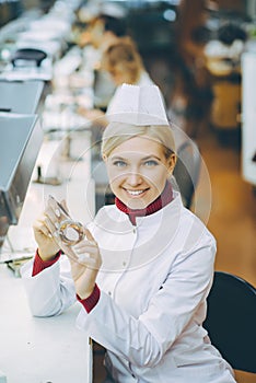 Factory electronics worker