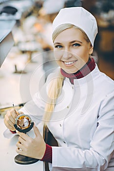 Factory electronics worker
