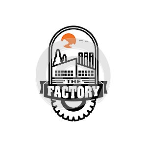 factory emblem logo, in vintage style