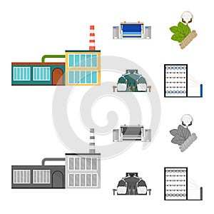 Factory, enterprise, buildings and other web icon in cartoon,monochrome style. Textile, industry, fabric icons in set
