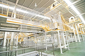 Factory equipment. inside Industrial conveyor line transporting
