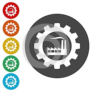 Factory gear vector icons set