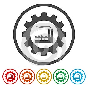 Factory gear vector icons set