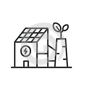 Factory icon line design. Green, eco, ecology, industry, recycle, energy, nature, leaf, environment vector illustration