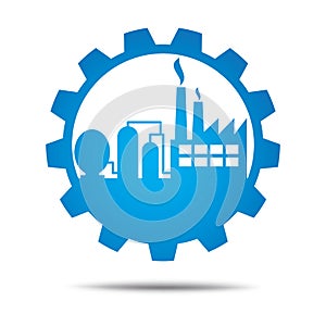 Factory icon. Vector industrial buildings pictograms