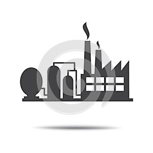 Factory icon. Vector industrial buildings pictograms