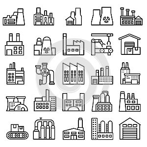 Factory icon vector set. productions  illustration sign collection. manufacture symbol. industry logo.