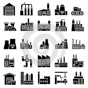 Factory icon vector set. productions  illustration sign collection. manufacture symbol. industry logo.