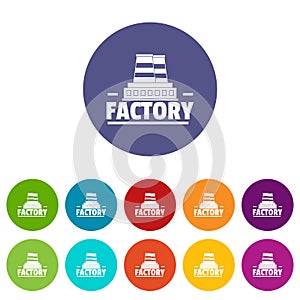 Factory icons set vector color