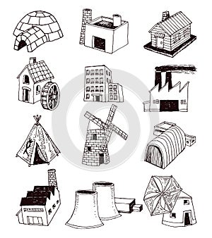 factory icons set. Vector illustration