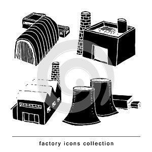 Factory icons set, vector illustration.black