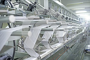 Factory, industrial area, automation, technology, Machines for packing products Within the factory, sterile beauty industry in