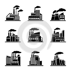 Factory and industrial building icons