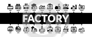Factory Industrial Minimal Infographic Banner Vector