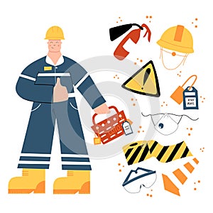 Factory industrial Worker with with safety equipment clipart photo