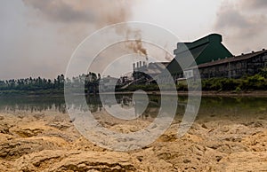 Factory industry a pollution change the ground arid