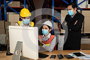 Factory industry worker working with face mask to prevent Covid-19