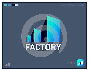 Factory logo. Geometric figures in perspective. App icon. Identity.