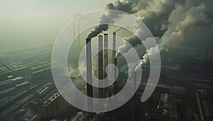 A factory with a lot of smoke coming out of it by AI generated image