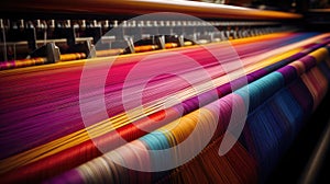 Factory machine thread loom fabric textile design cotton craft cloth industrial weave pattern