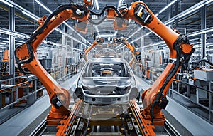 A factory that makes cars from metal parts, in the style of grandiose environments, AI generated