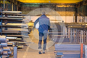 factory man worker walking in workshop