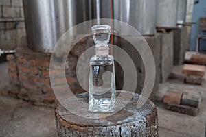 In the factory next to the facilities there is a bottle of white tequila. photo