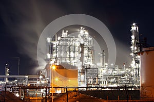 Factory at night, Oil industry