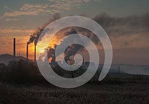 Factory pipe polluting air, environmental problems